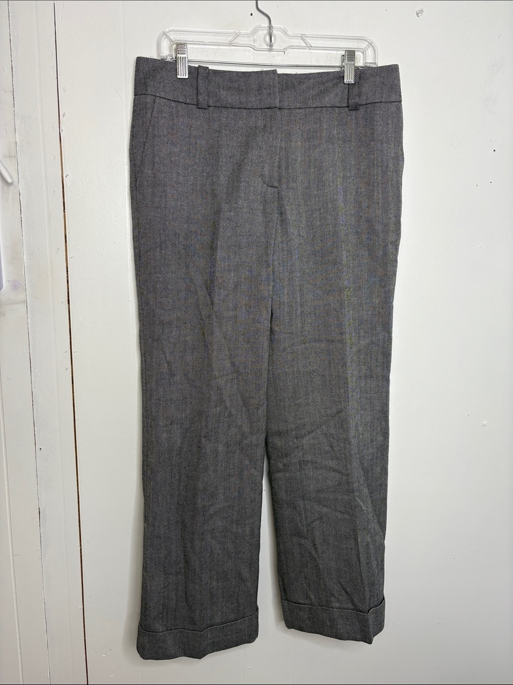Talbots Pants Womens 12 Petites Wool Blend Trouser Herringbone Lined Office